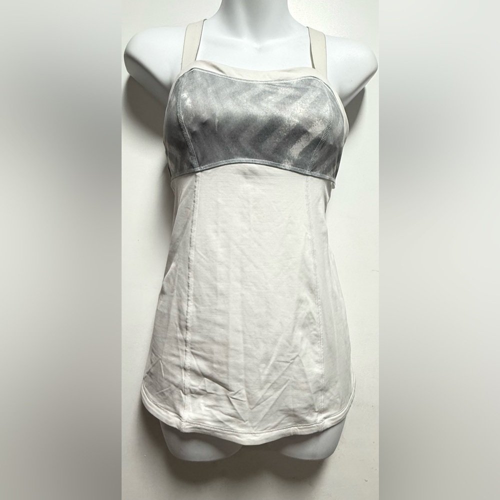 Lululemon Athletica White and Gray Tank Top